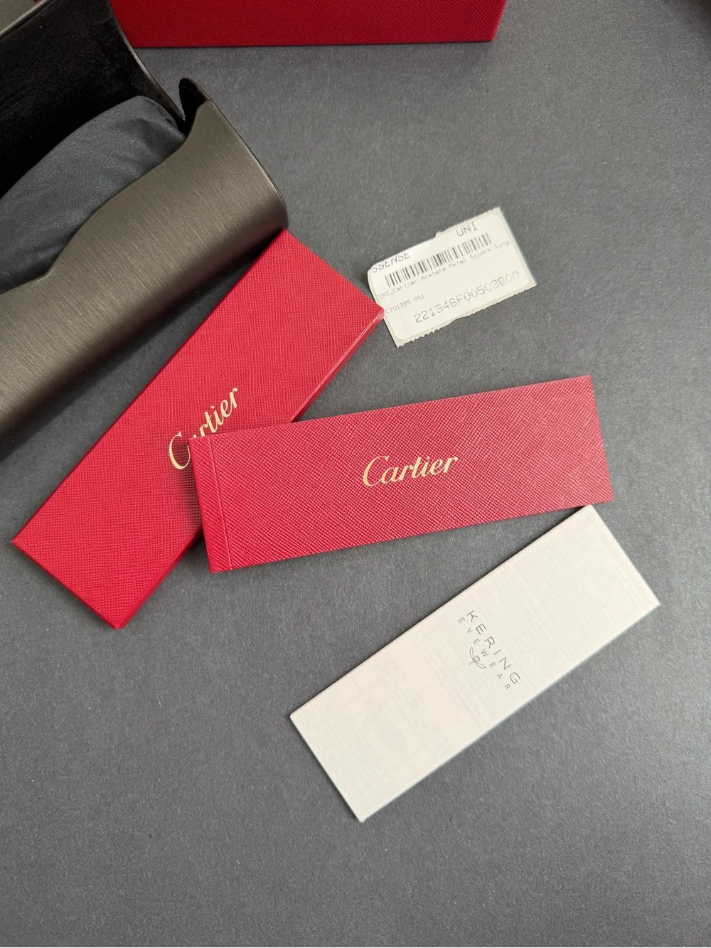 100% Authentic Cartier Black Square Acetate Metal Frame Sunglasses